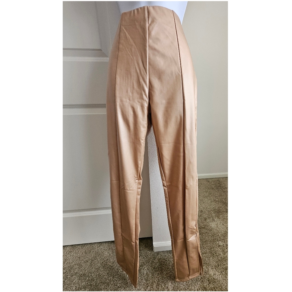 Streetwear Society High-Rise Faux-Leather Split Hem Pants, Size Medium